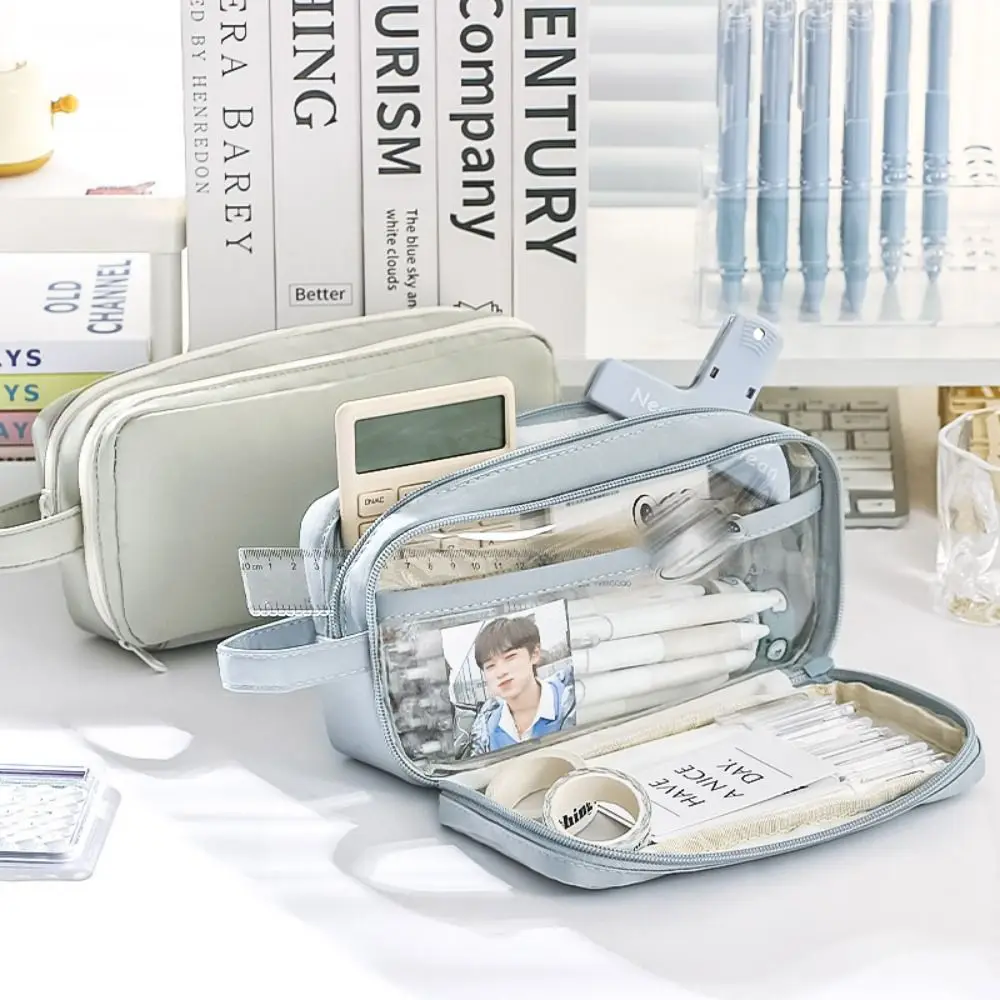 Bolsa para bolígrafos multicapa de alta calidad, bolsa de papelería multifuncional de gran capacidad, estuche para lápices portátil, escuela y oficina