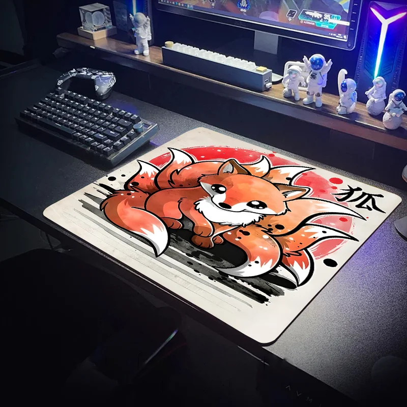 Cartoon Fox mouse pad keyboard game laptop Japanese table mat keyboardpad XXL mouse pad Office rug game Waterproof lock edge