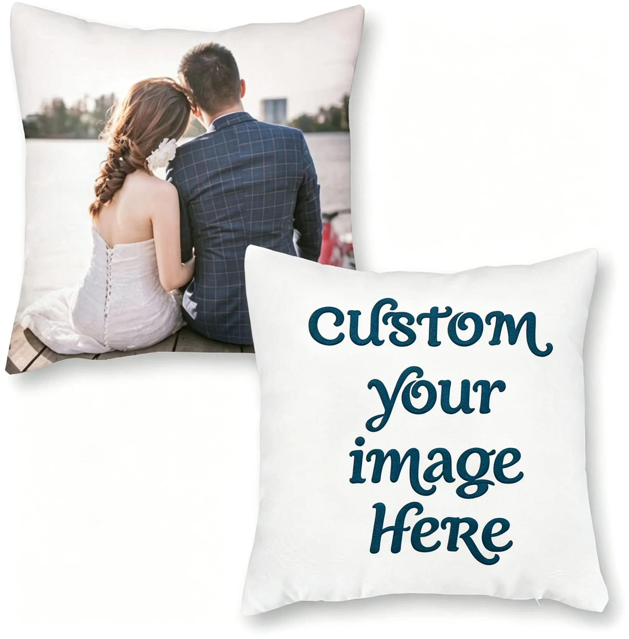 Customized Square Cushion Cover Double Sided Print, Personalized Photo DIY Pillow Case 35x35cm 45x45cm 50x50cm, Custom Image
