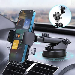 Sucker Adjustable Car Phone Holder For iPhone 16 15 14 Pro Max Cases Xiaomi Samsung S24 Google GPS Mount Phone Stand Accessories