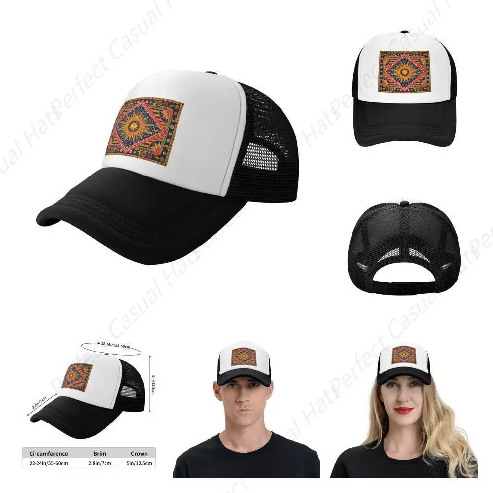 

Vintage Psychedelic Celestial Sun Moon Planet Grid Cap Sandwich Caps Peaked Caps Trucker Hat Men Women Outdoor Sun Visor