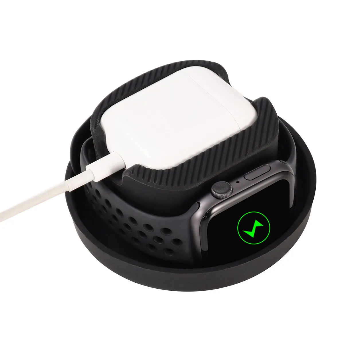 

Портативный чехол-док-станция для зарядки, черный, силиконовый, на молнии, органайзер для хранения, съемная подставка, совместим с домашними устройствами