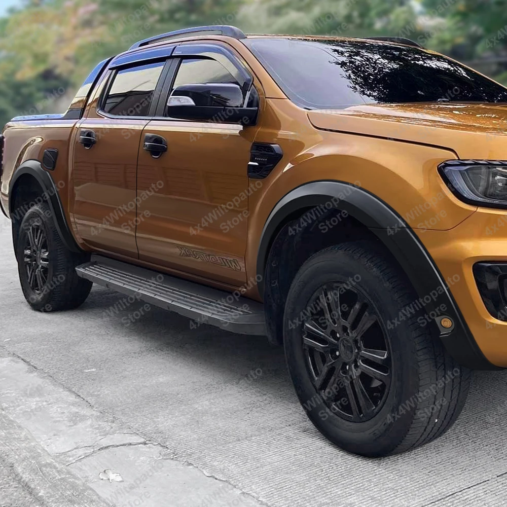 For Ford Ranger T8 2019-2022 Fender Flares Wildtrak 30mm Wheel Arch Extensions With Sensor Hole ABS Matte Black