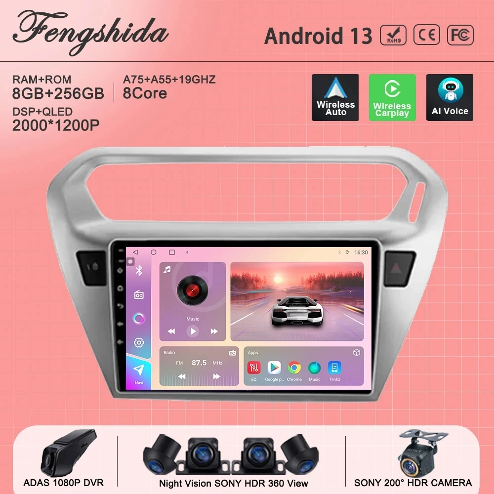 

Android 13 For Peugeot 301 For Citroen C-Elysee CElysee 2012-2016 Auto Radio Multimedia Player Navigation No 2din DVD Head Unit