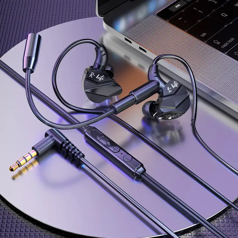 High Sound Quality E-sports Game In-ear Earphone 3.5mm Type-C Wired Bass Headphone With Mic Comfortable Wear Computer Headset