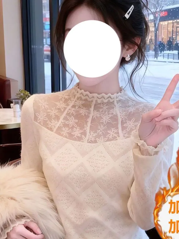 

Корейская нижняя белая кружевная трикотажная базовая женская модная облегающая футболка, новое весеннее поступление, длинная футболка све