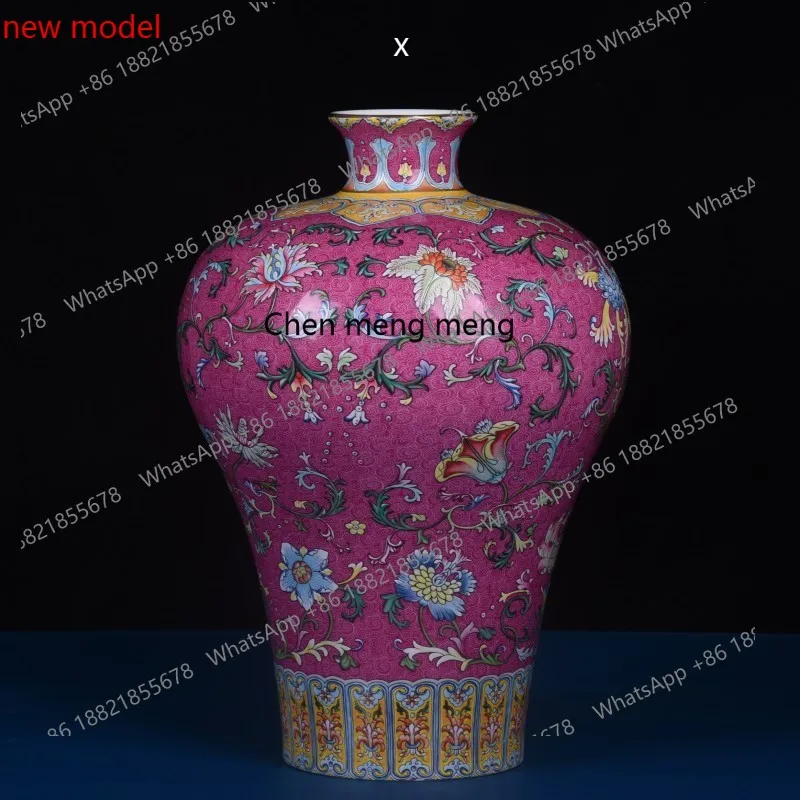 A74Antique enamel color imitation full of tangled lotus large gold-painted new Chinese decoration ceramics