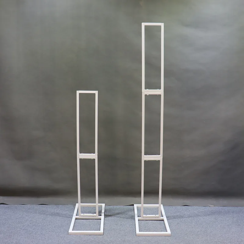 Wrought Iron White Double Tube Rectangular Rack Wedding Stage Background Flower Stand Balloon Stand Party Event Flower Stand