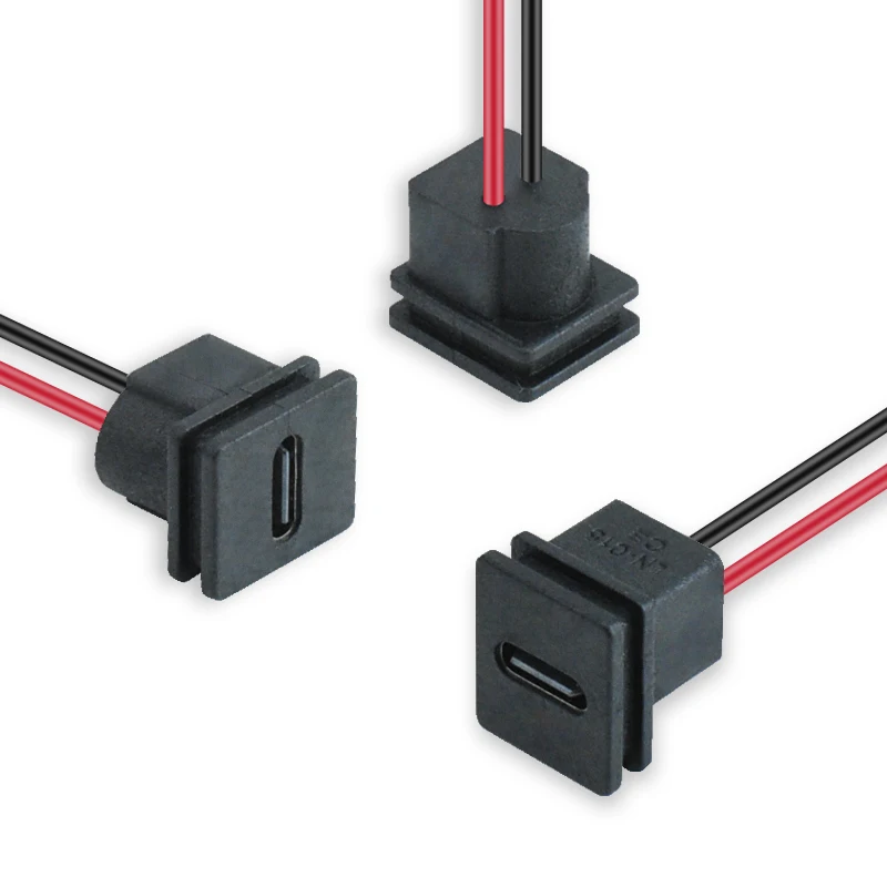 Panel Mount Type C Female Socket Cable PH2.0 2P 4P Terminal Wire Tin Plated for DIY Charging