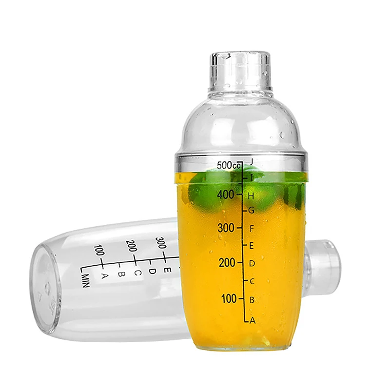 Plastic Cocktail Shaker Hand Shaker Cup with Scales 350ml/530ml/700ml/1000ml Milk Tea Wine Drink Shaker Mixer Bar Tool