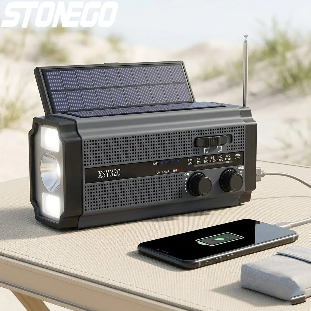 

Портативное AM/FM-радио на солнечной батарее с динамо-зарядкой, 5000 мАч, LED-фонарик, лампа для чтения, SOS-сигнал, для кемпинга, походов, экстренных ситуаций