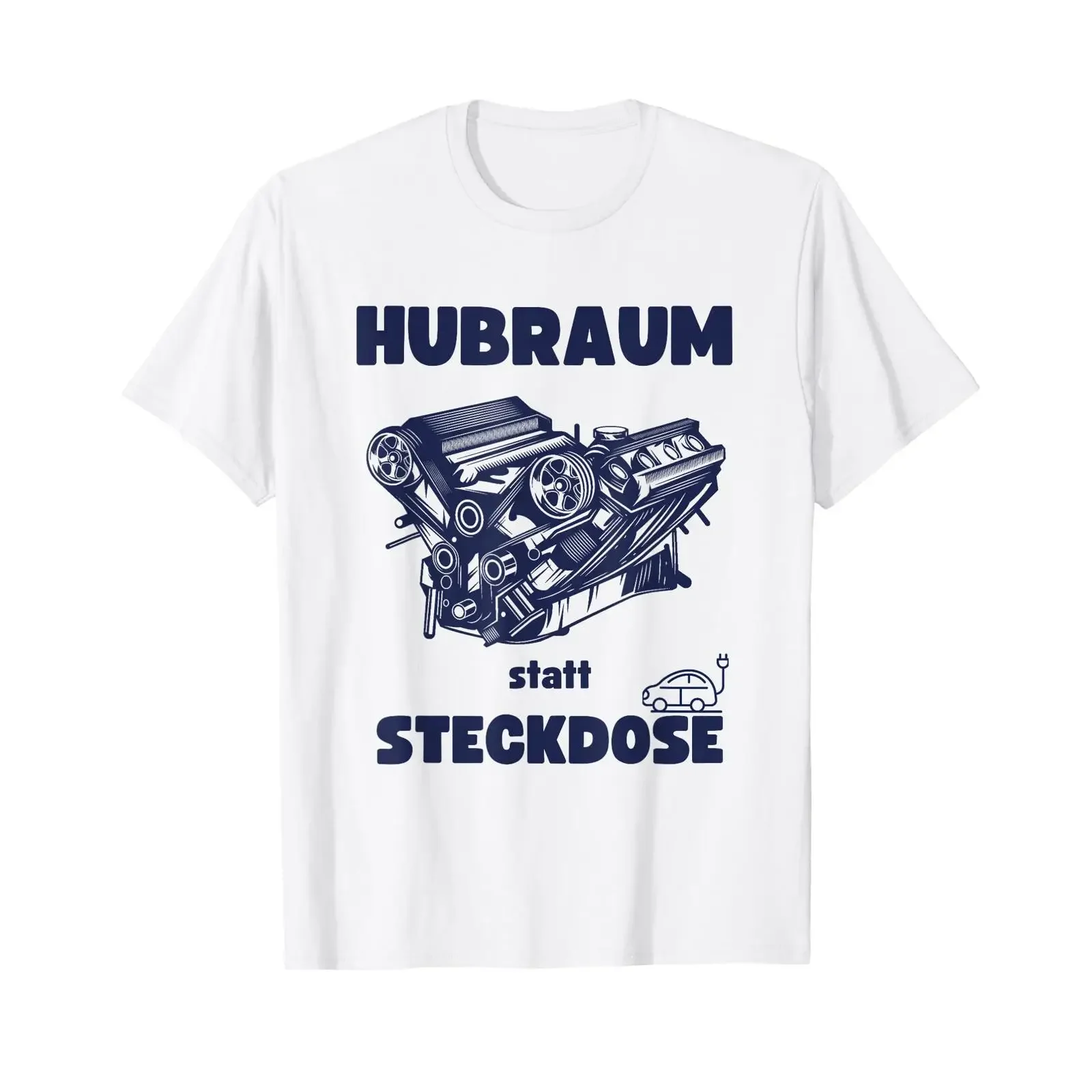 Hubraum instead of socket V8 electric car t shirt White vintage Washed Breathable homme Stretched fashion Unisex Comfortable