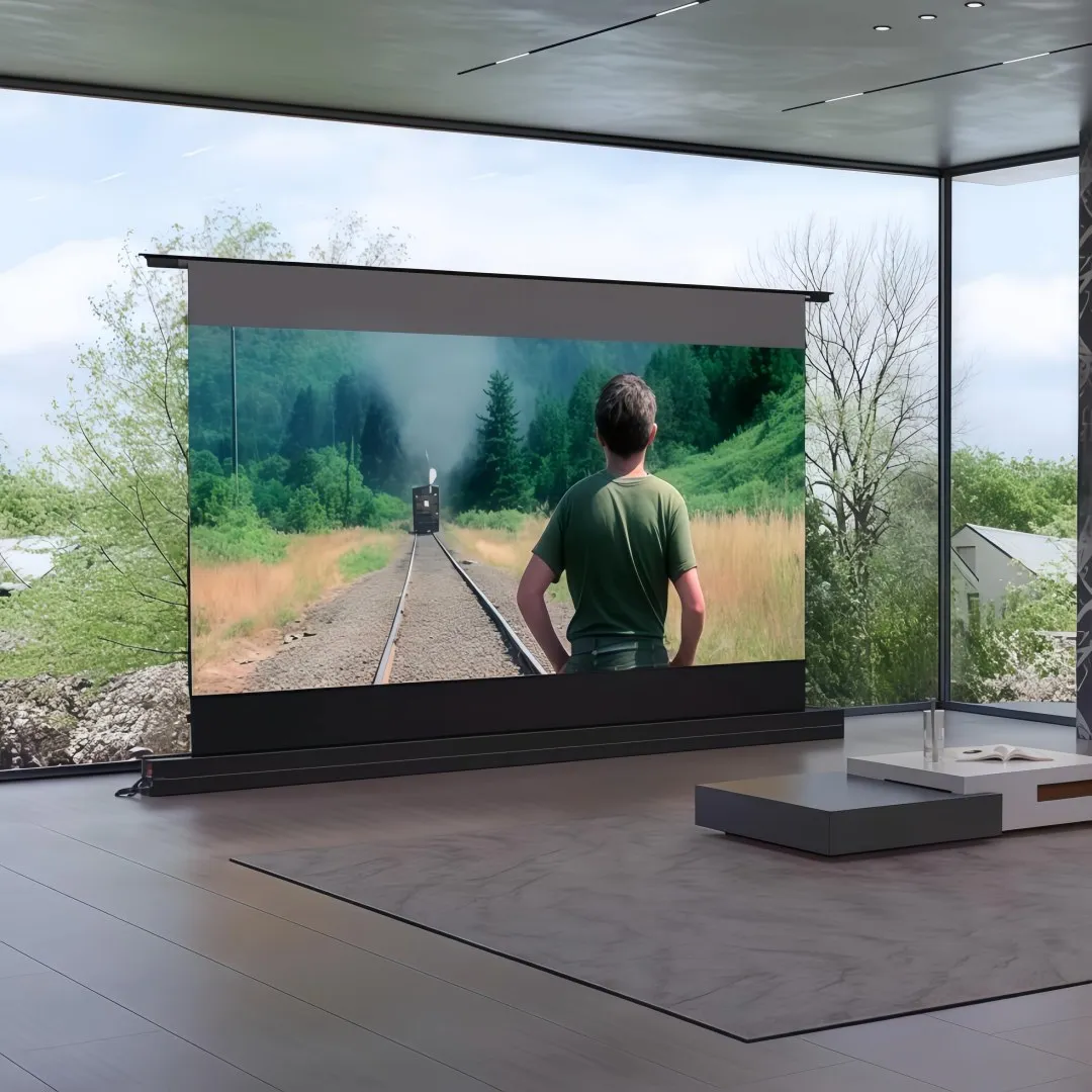 MIVISION Latest Fresnel ALR Ambient Light Rejecting Electric Floor-Rising Screen for Long/Standard Throw Projector 16:9 True 8K