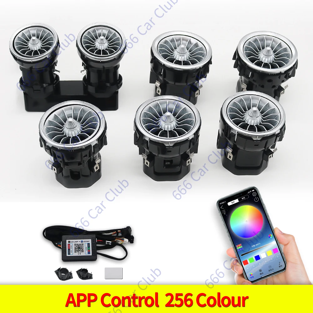 256 Kleur Led-openingen Voor Mercedes Benz C Klasse W205 W447 W213 W156 W117 W176 Bluetooth App Controle Auto mondstuk Turbine Luchtuitlaat