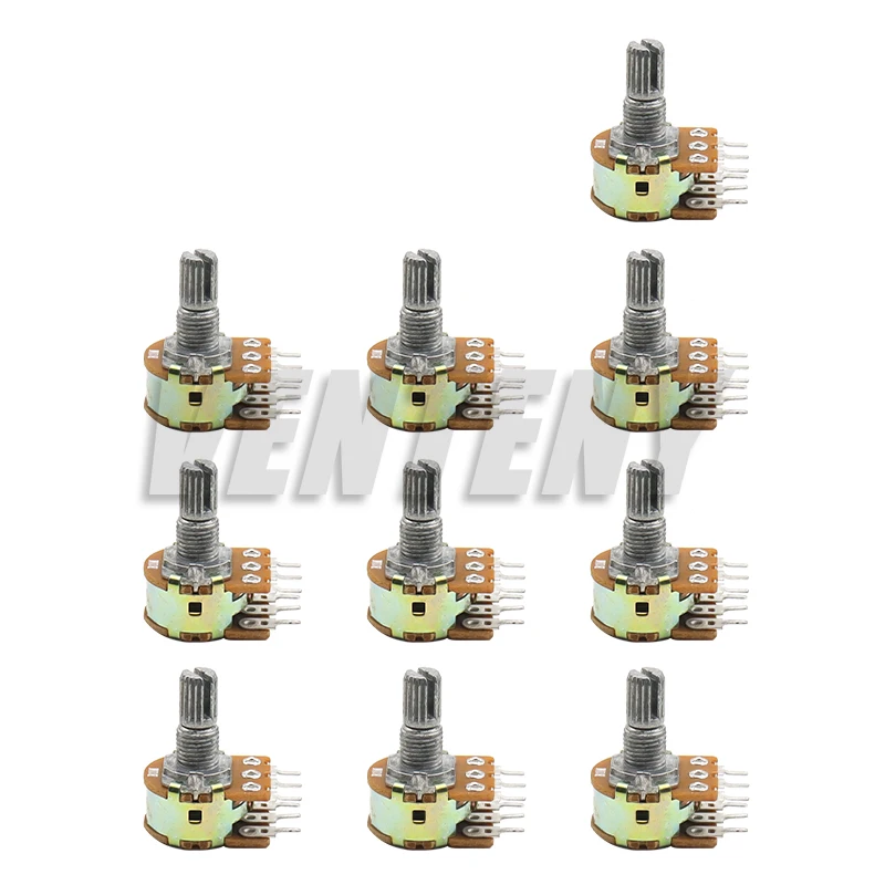 10PCS WH148 Potentiometer 6Pin 15mm Shaft with Nuts and Washers Linear Potentiometers B1K B2K B5K B10K B20K B50K B100K B500K B1M