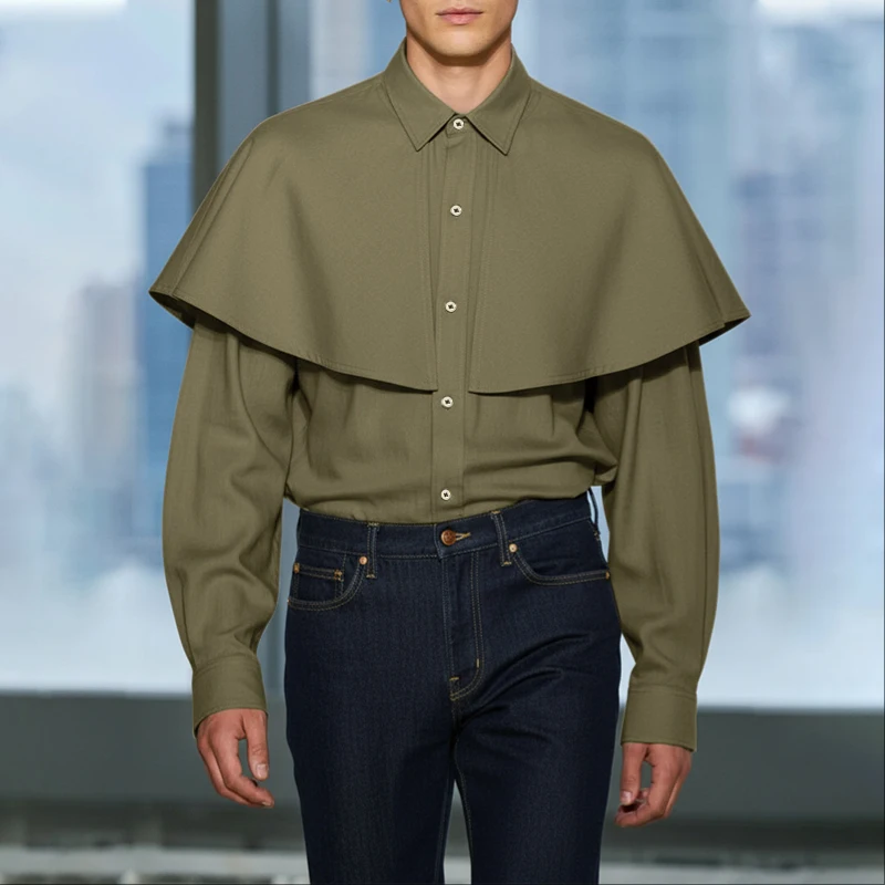 

INCERUN Men Shirt Solid Color Lapel Long Sleeve Casual Men Clothing Loose Streetwear 2026 Fashion Leisure Camisas Male Shirts