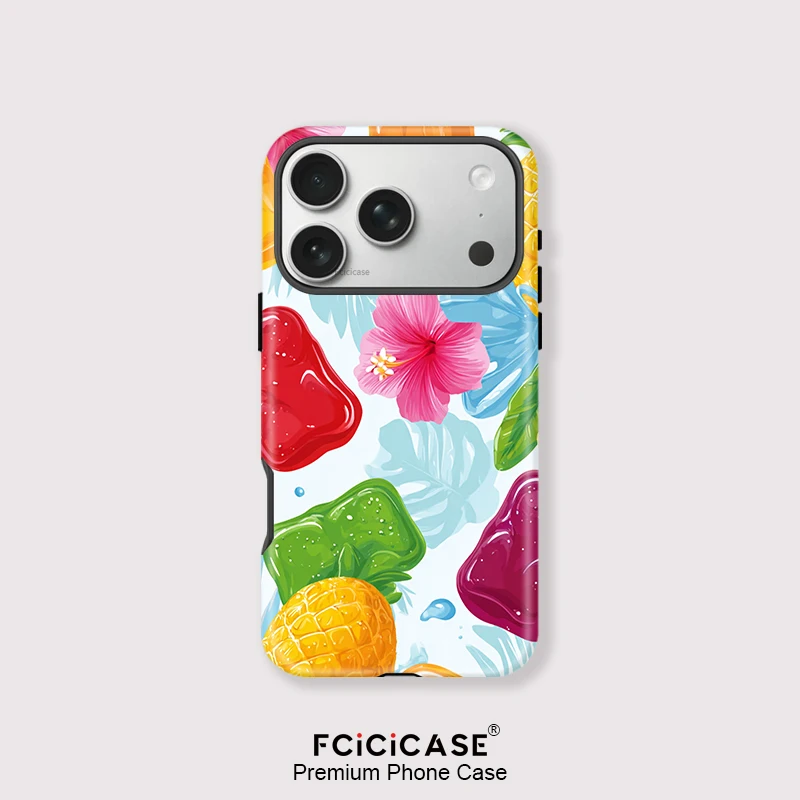 เคสโทรศัพท์แบบแม่เหล็กสำหรับ iPhone 17 Air 13 14 15 16 Pro Max 16 Plus 12 11  วัสดุซิลิโคนนิ่มลายดอกไม้และผลไม้