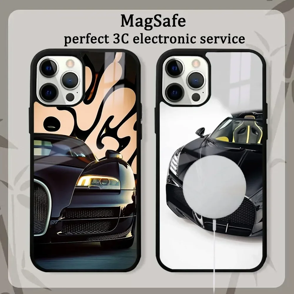 

Cars B-Bugatti V-Veyron Phone Case For iPhone 15 14 13 12 11 Pro Max Plus Mini Mirror Magnetic Cover