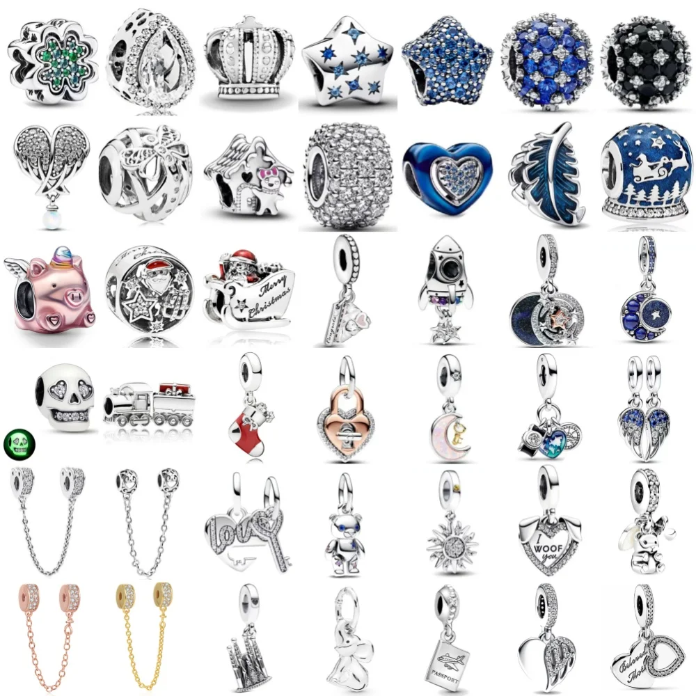 

Лидер продаж, серебро 925 пробы, розовая луна, синие перья, листья, подвеска из бисера, подходит для европейского оригинального браслета, изысканные ювелирные изделия своими руками