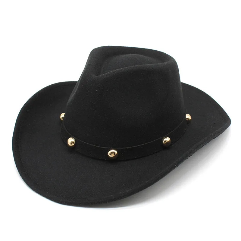 

Cross-border New Western Cowboy Hat Woolen Men And Women Jazz Top Hat Men Ladies' National Style Autumn And Winter Felt Cap