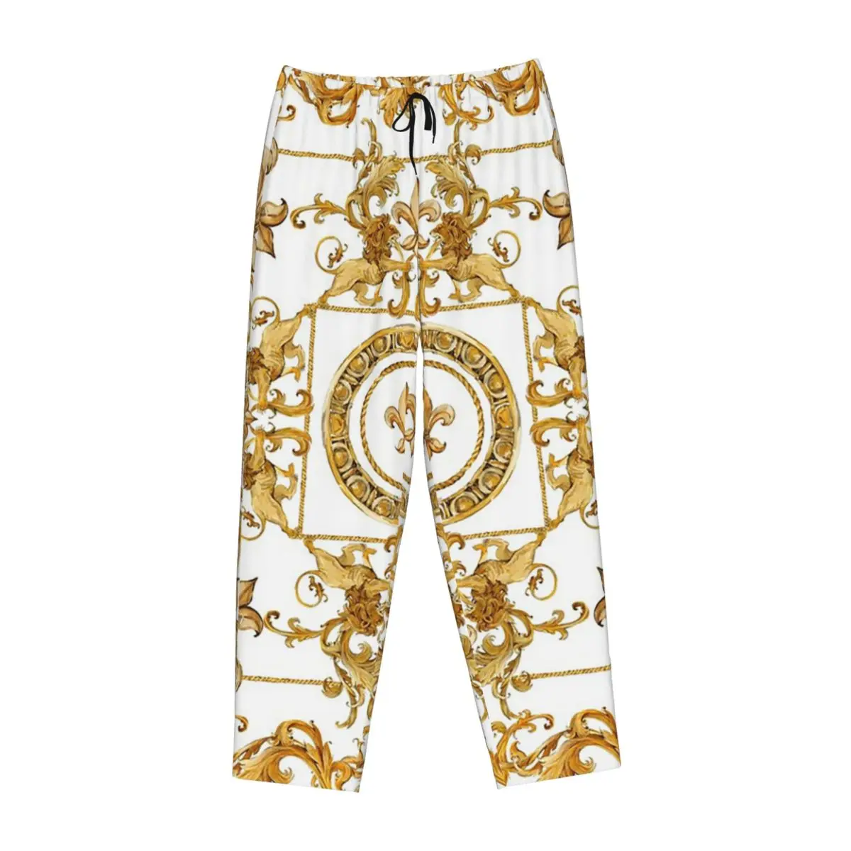 Custom Golden Baroque And Damask Ornament Women Pajama Pants Lounge Sleep Sleepwear Bottoms with Pockets