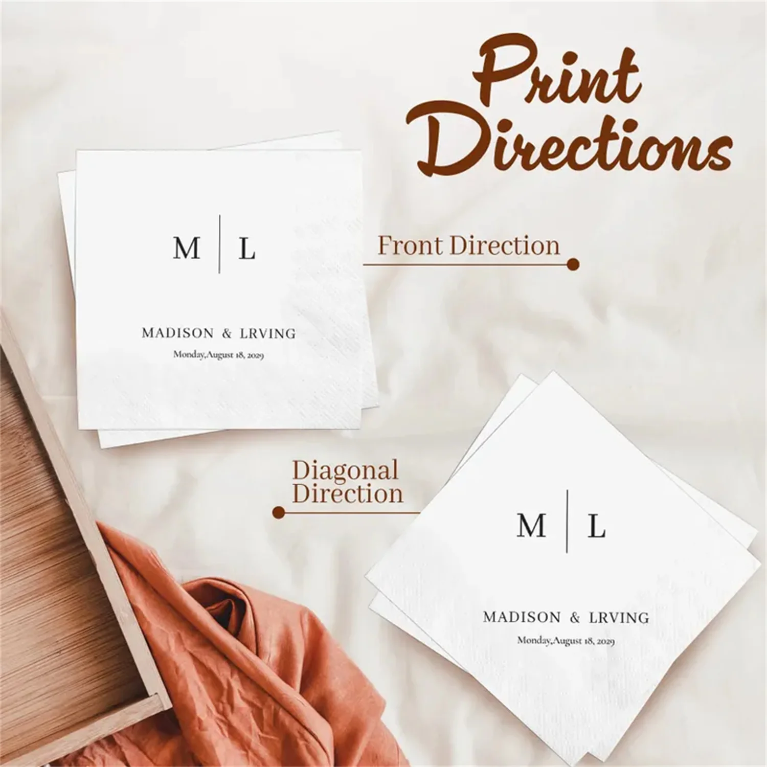 50 قطعة مناديل الزفاف المخصصة مع الاسم | مناديل حفلات مخصصة مع 100 ورقة | أي نص على المناديل الخطوبة #4