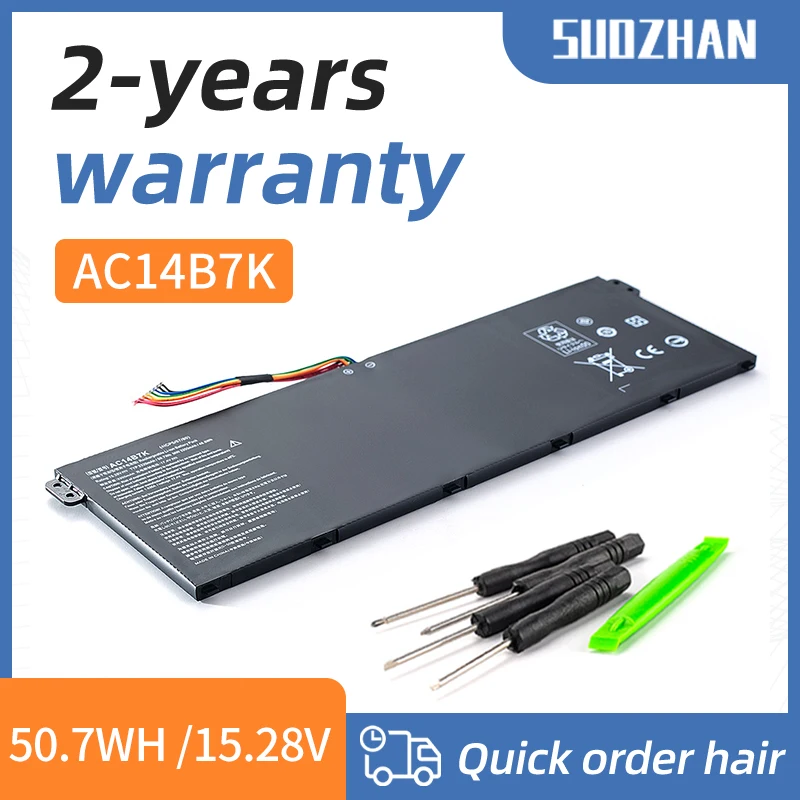 

SUOZHAN New AC14B7K Laptop Battery For Acer Spin 5 SP515-51GN Swift SF314-52 For Acer Nitro 5 AN515-42 15.28V 3320mAh 50.7WH