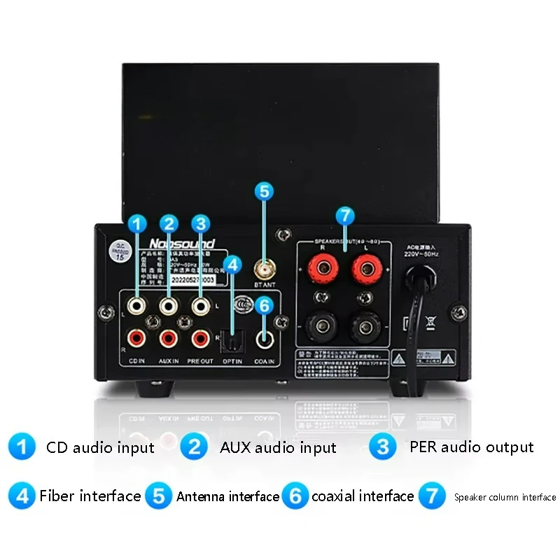 for HiFi 2.1Ch Vacuum Tube Amp Bluetooth5.0 Optical Coaxial Stereo Amp Treble Bass Control