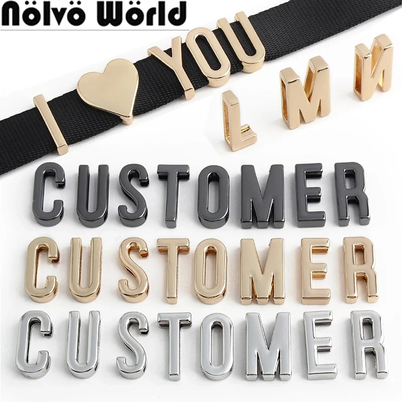 10/50PCS 19MM Polished Slide Letters Alphabet A-Z For DIY Craft Charms Wristband Jewelrys Making Keychain Pet Collar Accessories