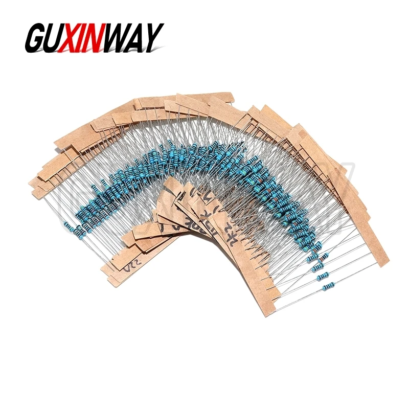 30 видов сопротивления 1/4 Вт, 1% комплект металлопленочных резисторов, набор резисторов 1 К, 10 К, 100 К, 220 Ом, 1 м