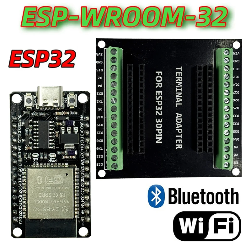 Carte de développement ESP32, Module WiFi + Bluetooth, consommation d'énergie Ultra faible, nœud double cœur MCU-32S ESP32-WROOM-32D 32U 30 broches