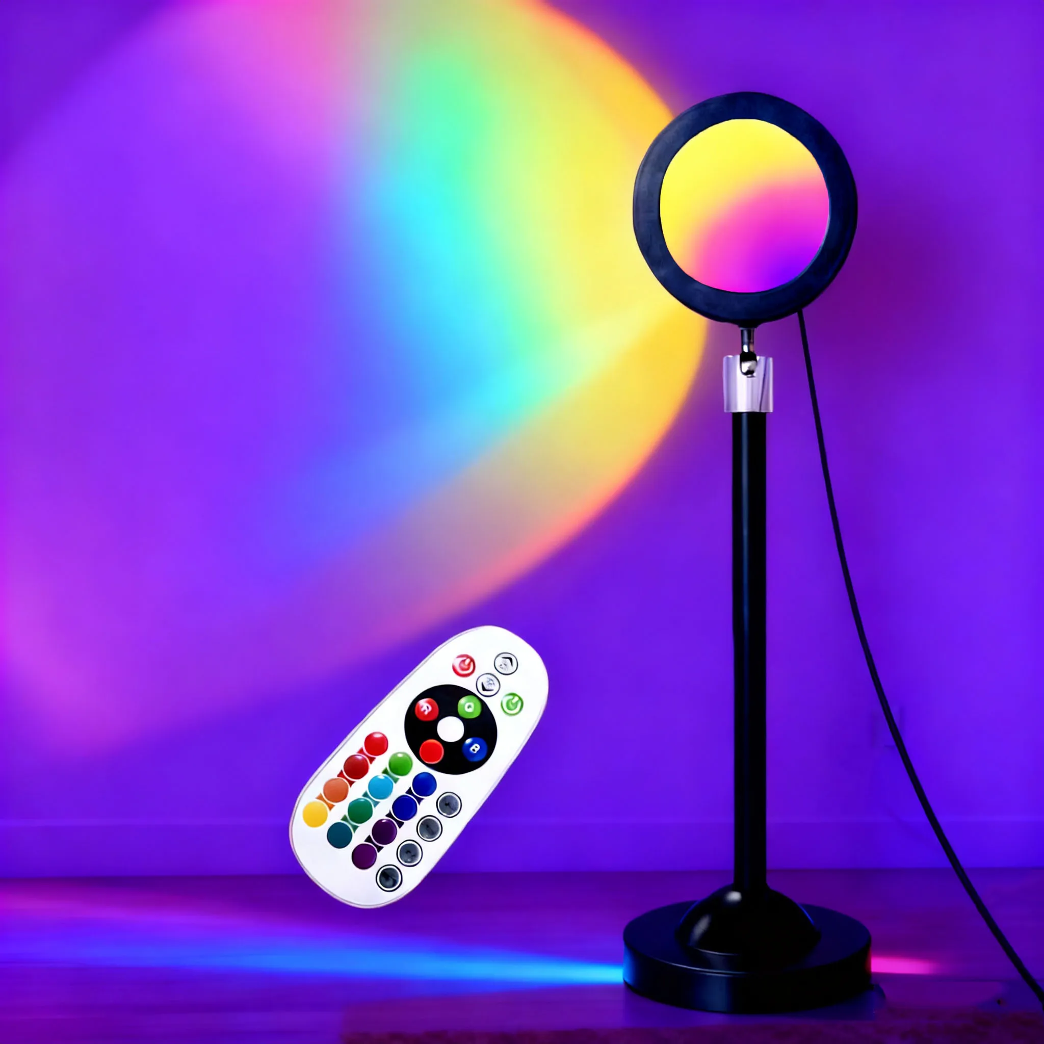 مصباح غروب الشمس RGB للتحكم عن بعد عبر USB - إضاءة ديكور منزلي محيطة ملونة، مصباح جمالي قابل للتعتيم ومتعدد الأوضاع لغرفة النوم، Liv