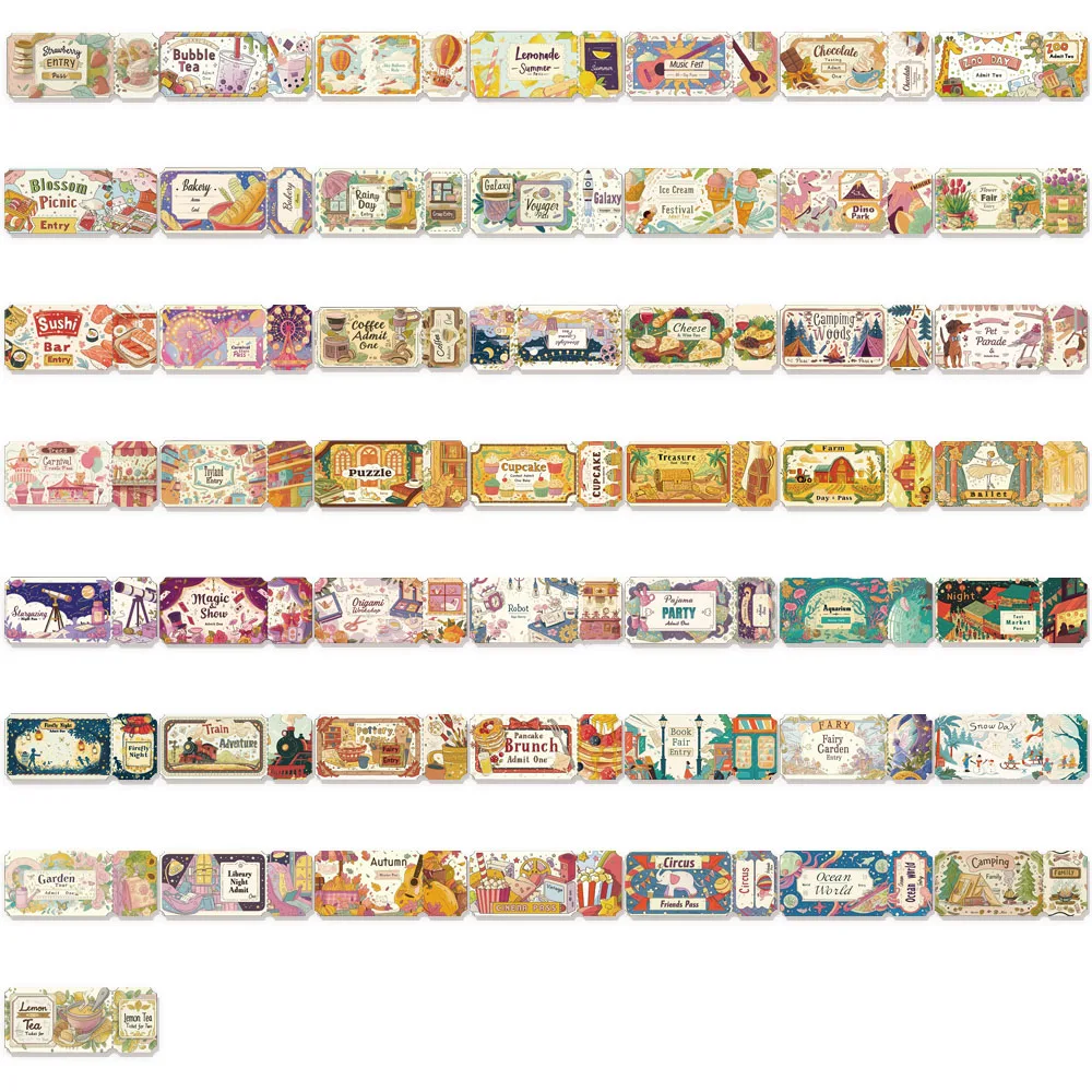 50 STKS Droom Ticket Leuke Decoratie Label Stickers DIY Bagage Notebook Water Cup Luidspreker Stickers