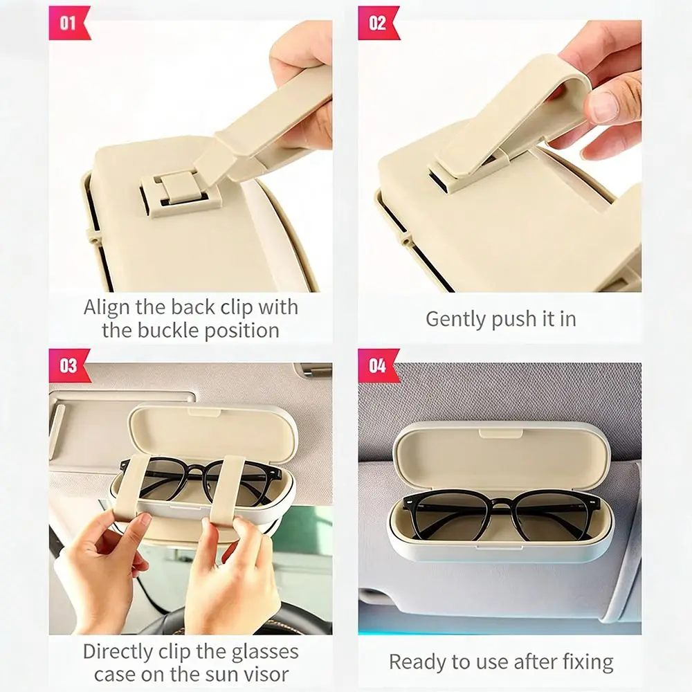 

Portable Car Glasses Box Multifunctional Easy Installation Car Sunglasses Case Car Lenses Holder Compact Sun Visor Holder Car