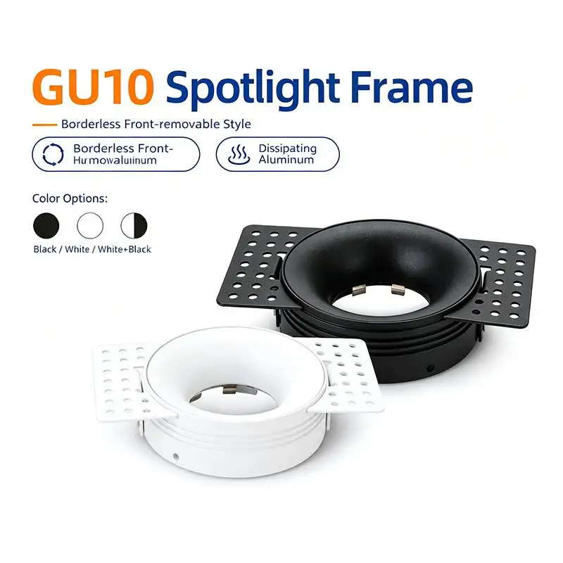 【CCA】Frameless Recessed LED Ceiling Downlight Fitting GU10 MR16 Bulb Holder Round Spot Light Adjustable Frame
