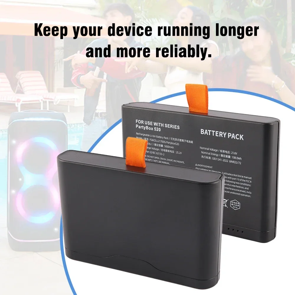 ETESBAY 2PCS FG6CELL21700G Bluetooth Speaker Battery For JBL PartyBox 520 720 Boombox4