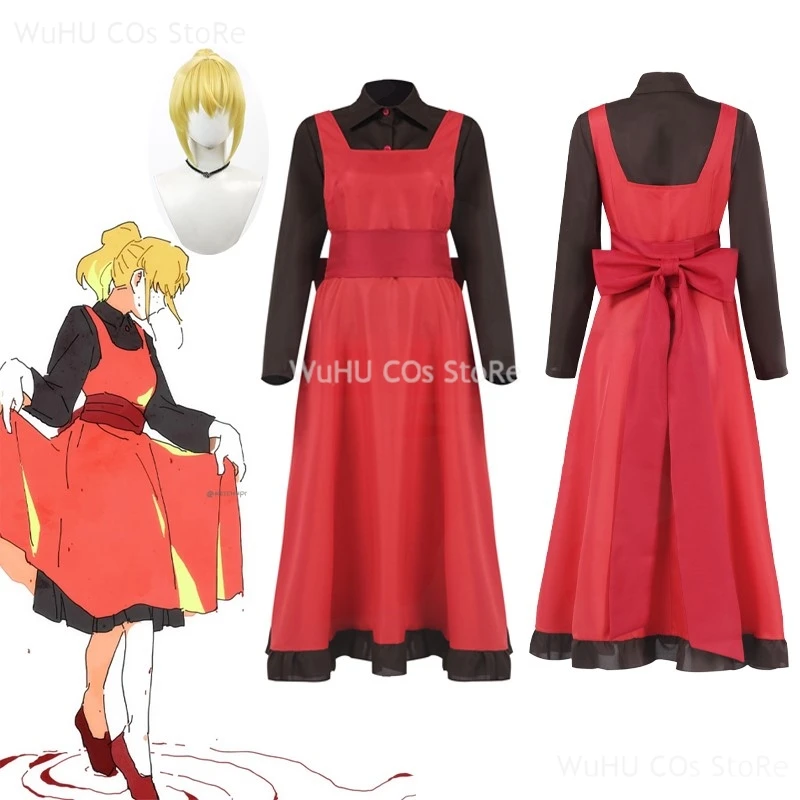 Vestido de Anime Tower Off God para mujer, disfraz de Rachel, disfraz, peluca, cinturón de tela de fantasía para adultos, traje de Carnaval de Halloween