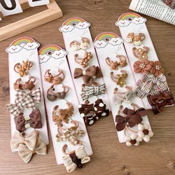 10Pcs Baby Hair Bands for Girls Bear Bunny Bows Kids Hair Accessories Princess Infant Hair Elastics Ties Kawaii Baby Hairband