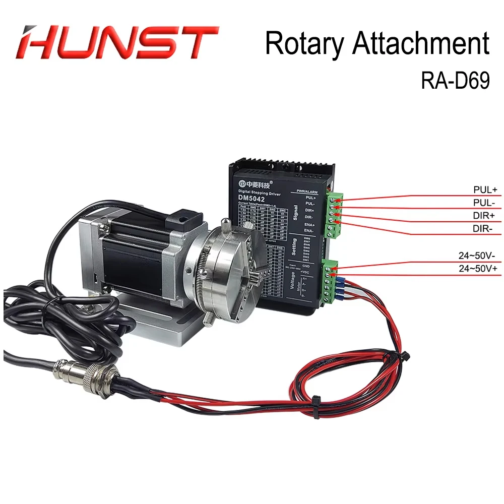 HUNST Rotary Attachment Diameter 69mm Device Fixture Gripper Three Chuck Rotary Worktable for Laser Marking Parts Machine