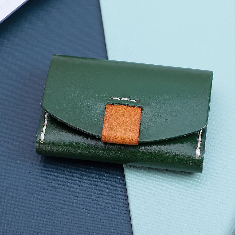 Italian Vegetable Tanned Leather Women's Card Case Zero Wallet Mini Card Bag Cowhide Retro Clip Card Bag For Women