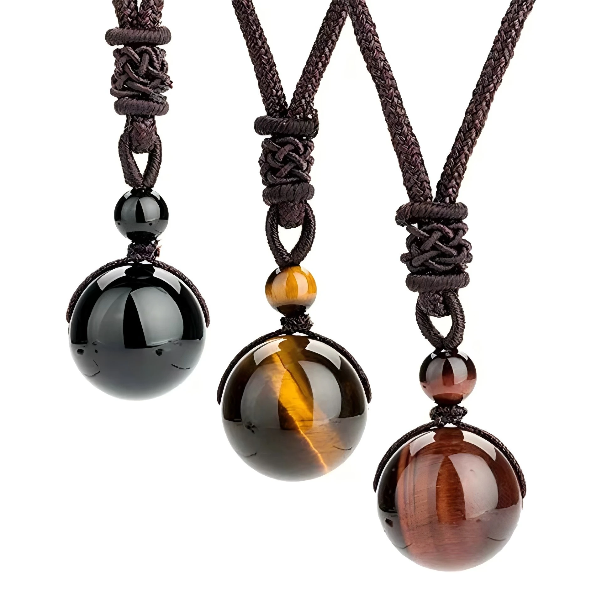 

Kitykiss Men's Women's Children's Healing Crystal Natural Stone Pendant Lucky Amulet Necklace