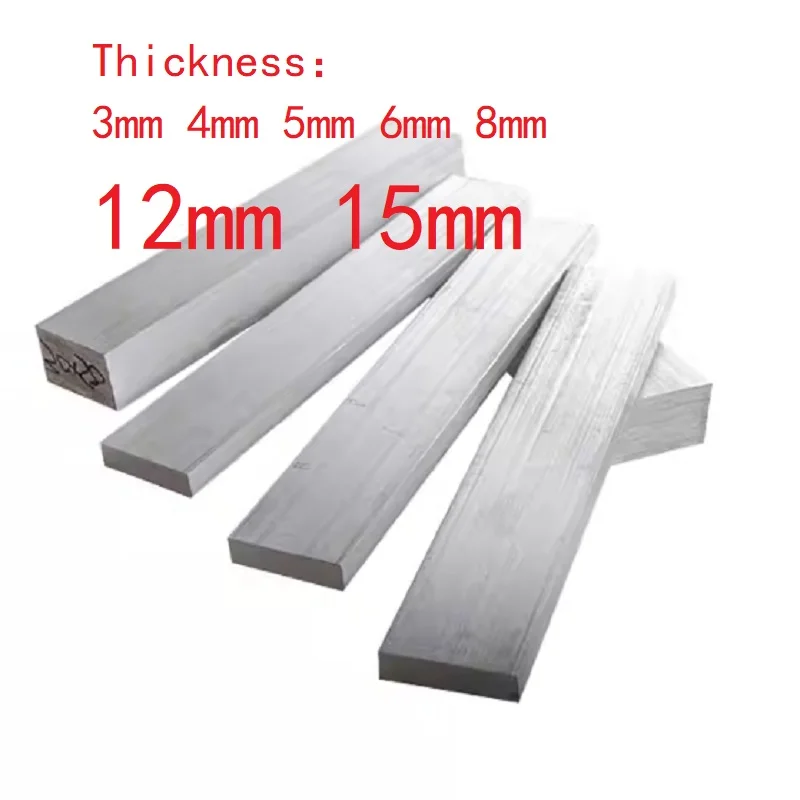 Barra plana de aluminio, hoja de aluminio, espesor de placa de aluminio de 3mm, 4mm, 5mm, 6mm, 8mm, 12mm, 15mm, 1 ud.