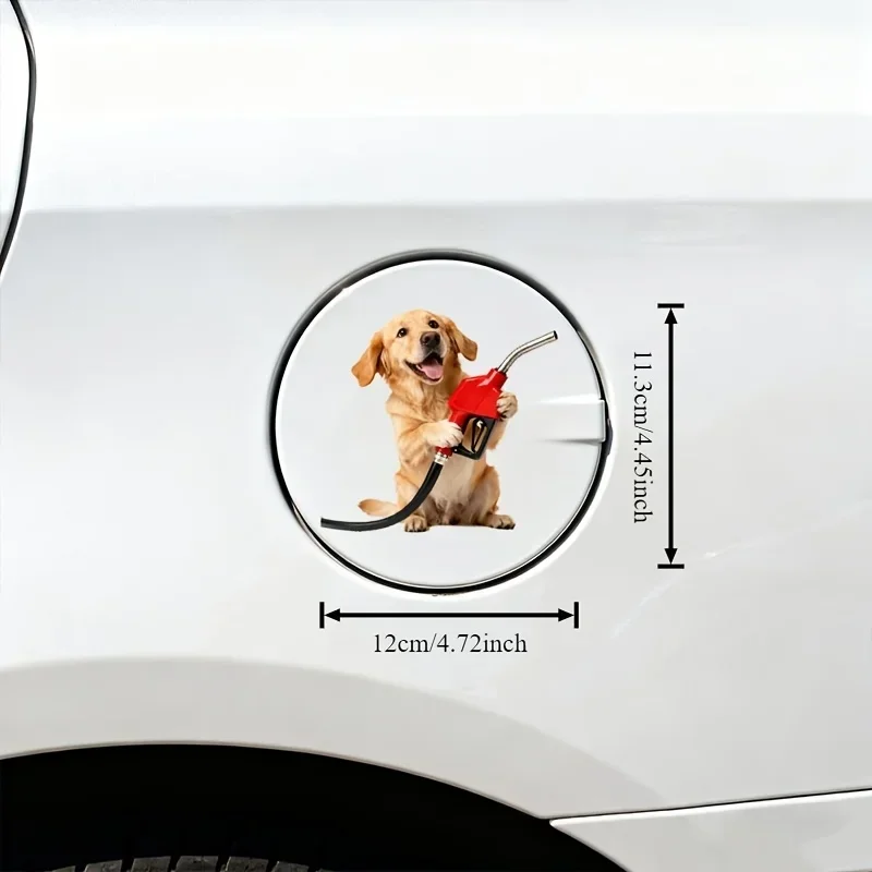 1Pc Self-Adhesive Tilting Golden Retriever Vinyl Decal, Cute Pet Sticker for Car Motorcycle Tank Fuel Cap Trailer DIY Decor