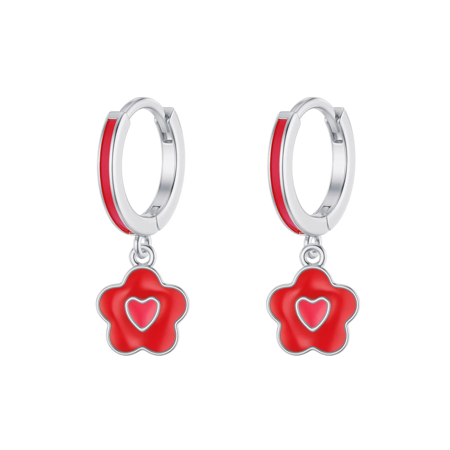 Cute Tiny Flower Heart Dangle Earrings for Baby Girls Toddler Child Party Gift