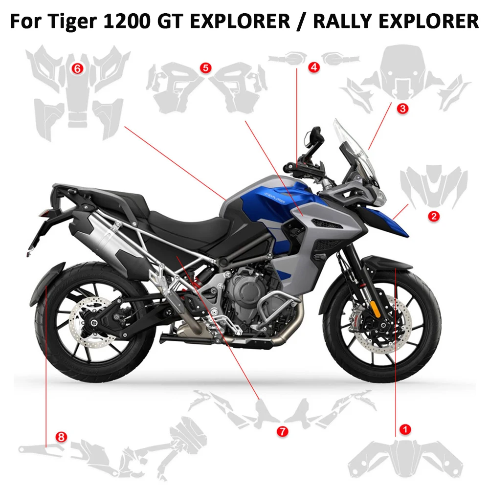 PPF For Tiger 1200 GT EXPLORER Accessories Paint Invisible Fairing Protection Kits Tiger 1200 Rally EXPLORER TPU Protective Film