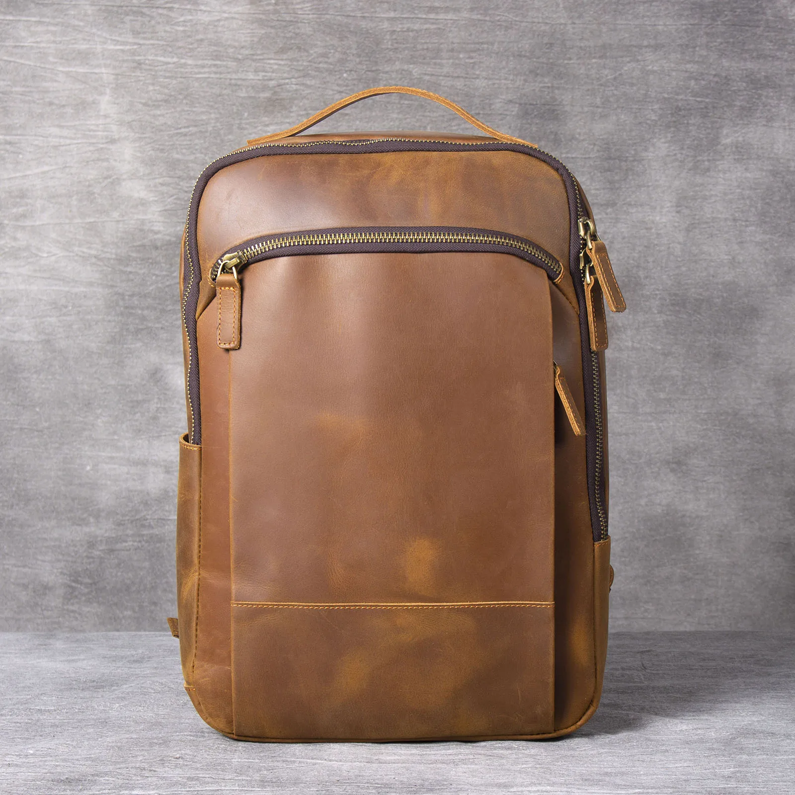 S.WORKER Vintage Echtleder-Rucksack 16“ Laptop-Tasche Crazy-Horse-Leder Schultasche Outdoor-Reise-Weekender-Schultertasche – Detail 16