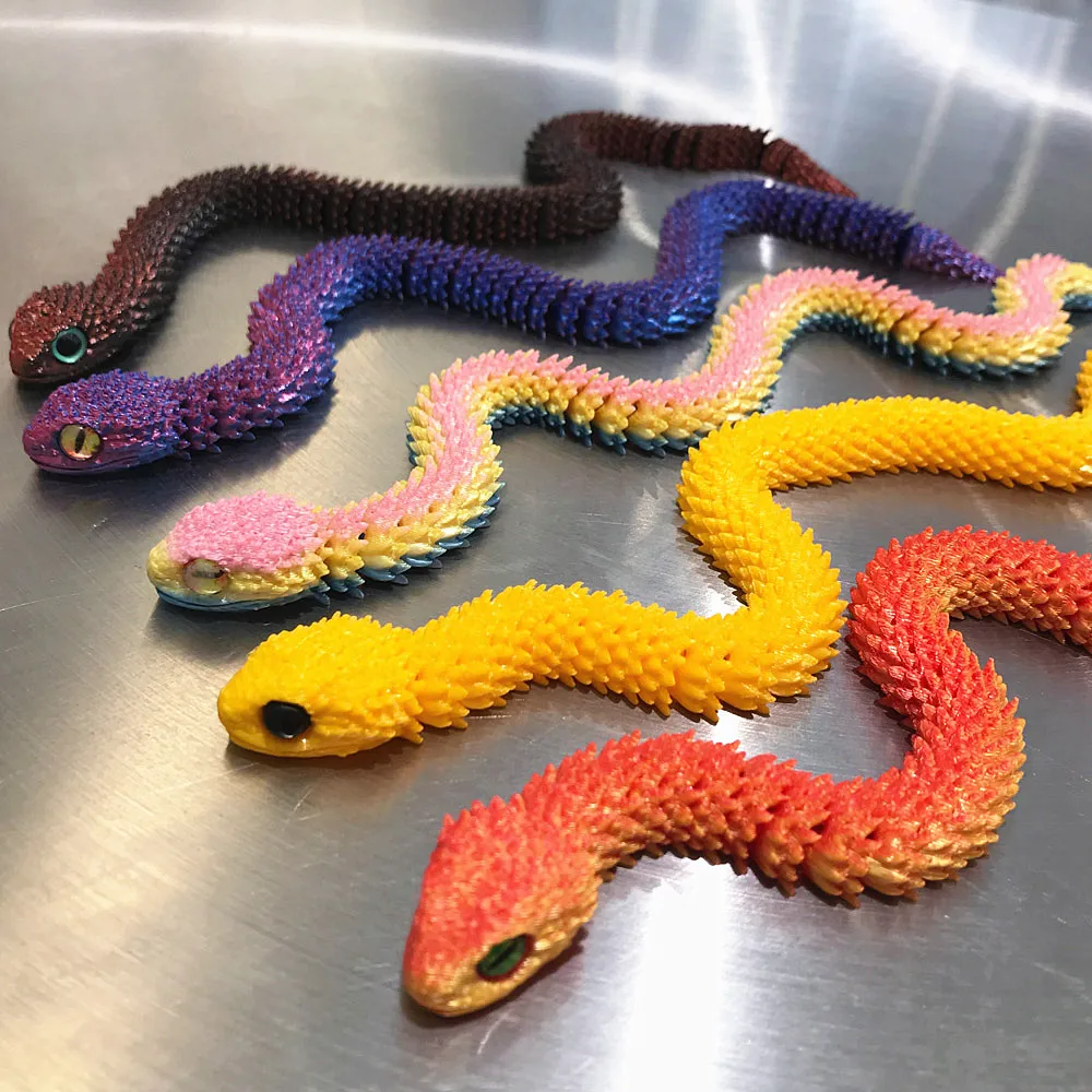 5PCS 30cm 3D Printed Snake Ornament Office Desk Home Shelf Decoration Gift Holiday Ornament Collecti Zodiac Reptile Figurine