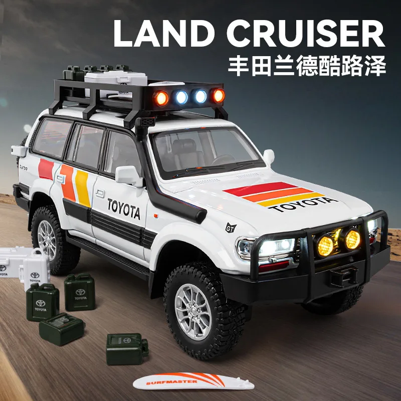 Toyota Land Cruiser LC80 SUV en alliage moulé sous pression, modèle sonore et lumineux, jouet décoratif, ornements tendance, cadeau pour ami, 1:24