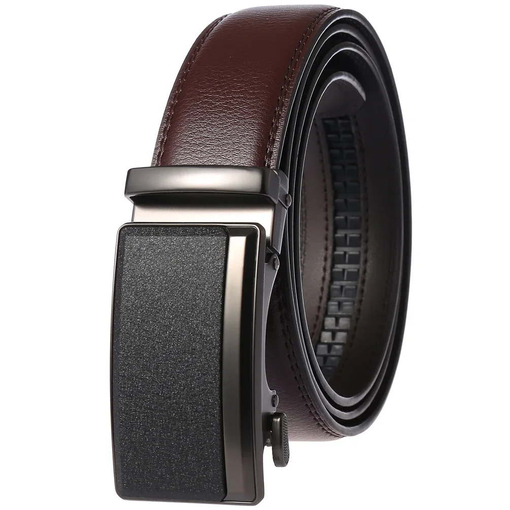 Men's Genuine Leather Automatic Buckle Belt - Luxury Designer Fashion 3.5cm Width Classic Waistband for Daily & Business Wear