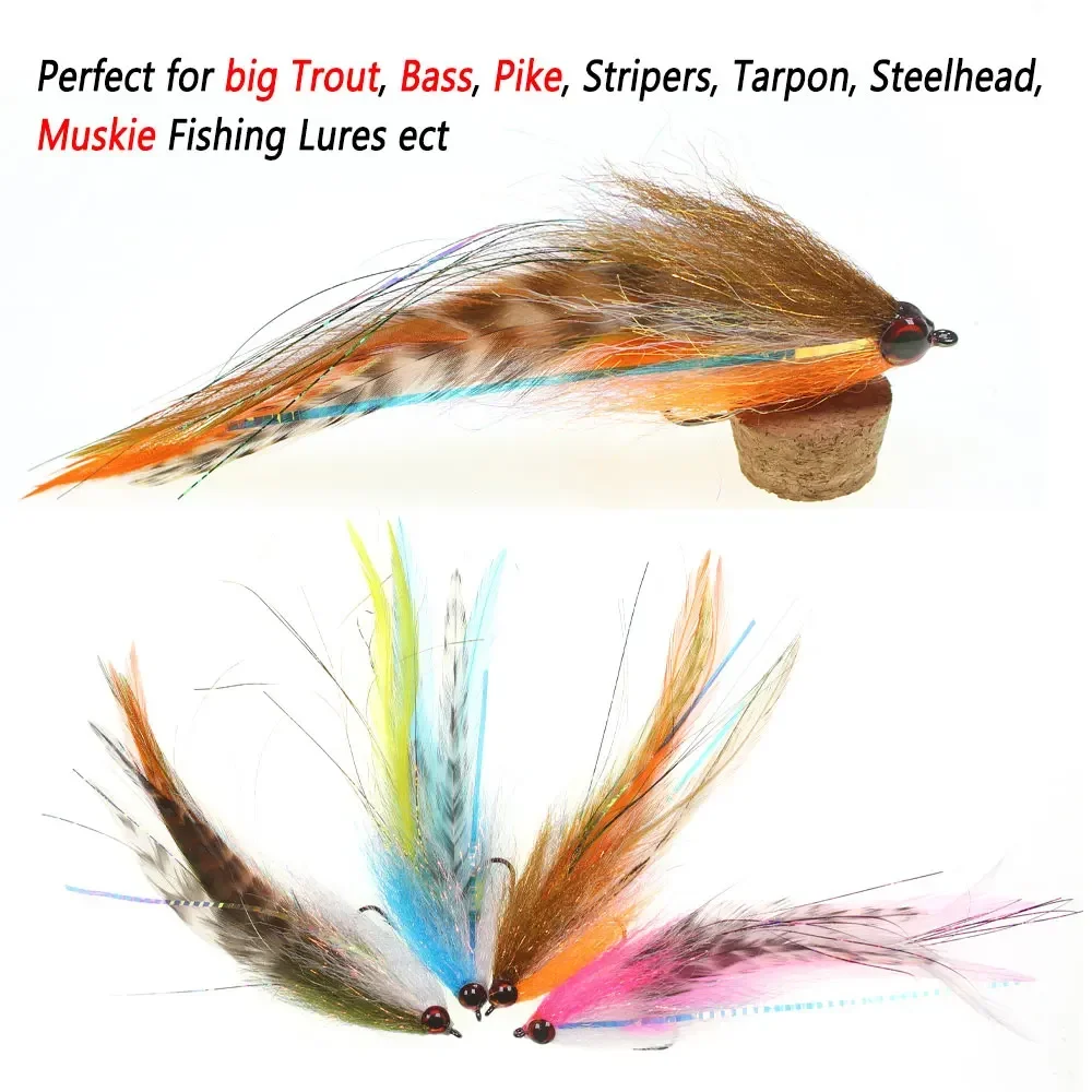 Bimoo Streamer 2/0 Plumas Flash Grizzly – Para trucha y lubina - imagen 5